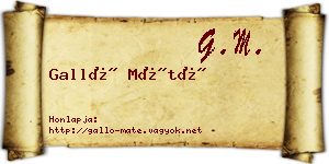Galló Máté névjegykártya